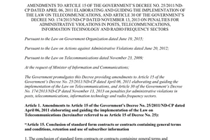 Decree 49/2017/ND-CP amendments to Decree 25/2011/ND-CP Decree 174/2013/ND-CP