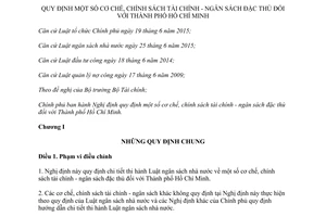 Nghị định 48/2017/NĐ-CP cơ chế chính sách tài chính ngân sách đặc thù Thành phố Hồ Chí Minh