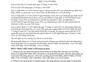 Thông tư 04/2017/TT-BTTTT sửa đổi thông tư 04/2015/TT-BTTTT hệ thống IMT trên các băng tần