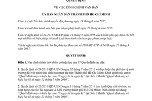 Quyết định 1925/QĐ-UBND 2017 đính chính thời điểm có hiệu lực Quyết định thành phố Hồ Chí Minh
