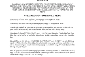 Quyết định 948/2017/QĐ-UBND điều kiện tiêu chuẩn lãnh đạo Nông nghiệp nông thôn Hải Phòng