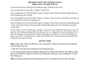 Nghị quyết 71/2017/NQ-HĐND thu Phí bảo vệ môi trường đối với khai thác khoáng sản Hà Giang