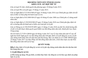 Nghị quyết 76/2017/NQ-HĐND Lệ phí đăng ký cư trú Lệ phí cấp chứng minh nhân dân Hà Giang