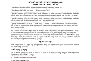 Nghị quyết 77/2017/NQ-HĐND Lệ phí cấp giấy phép lao động người nước ngoài Hà Giang