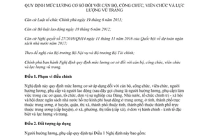 Nghị định 47/2017/NĐ-CP mức lương cơ sở đối với cán bộ công viên chức lực lượng vũ trang