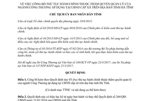 Quyết định 1113/QĐ-UBND 2017 thủ tục ngành Công Thương Ủy ban nhân dân xã Hà Tĩnh