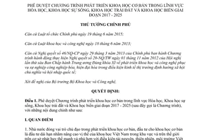 Quyết định 562/QĐ-TTg Chương trình phát triển khoa học cơ bản hóa học sự sống 2017