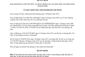 Quyết định 24/2017/QĐ-UBND Tổ chức ấp khu phố tổ nhân dân tổ dân phố Hồ Chí Minh