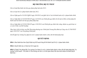 Quyết định 582/QĐ-BTP 2017 Kế hoạch tổng kết thi hành Luật Xử lý vi phạm hành chính
