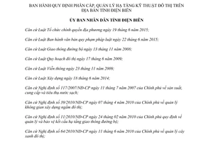 Quyết định 10/2017/QĐ-UBND phân cấp quản lý hạ tầng kỹ thuật đô thị Điện Biên