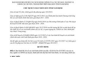 Quyết định 850/QĐ-UBND 2017 Bộ chỉ số cải cách hành chính sở ban ngành Ủy ban Nam Định