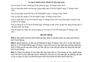 Quyết định 04/2017/QĐ-UBND cấp giấy phép xây dựng Tuyên Quang