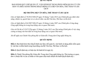 Quyết định 1688/QĐ-BVHTTDL 2017 sử dụng phần mềm quản lý văn bản Bộ Văn hóa Thể thao Du lịch