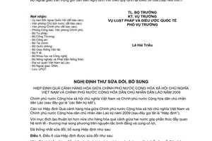 Nghị định thư sửa đổi Hiệp định quá cảnh hàng hóa giữa Việt Nam Lào 2009