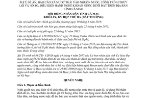 Nghị quyết 04/2017/NQ-HĐND phí trữ lượng khai thác nước dưới đất xả thải nghề khoan nước Cà Mau