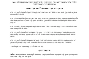 Quyết định 1456/QĐ-TCHQ thực hiện phân cấp quản lý công viên chức 2017