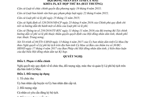 Nghị quyết 10/2017/NQ-HĐND lệ phí hộ tịch trên địa bàn Cà Mau