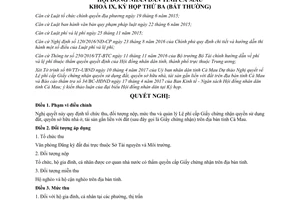 Nghị quyết 15/2017/NQ-HĐND lệ phí cấp Giấy chứng nhận quyền sử dụng đất nhà ở tài sản Cà Mau