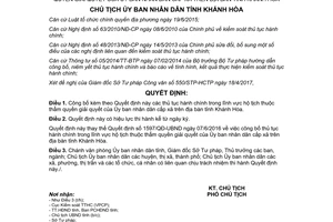 Quyết định 1192/QĐ-UBND 2017 thủ tục hành chính hộ tịch Ủy ban nhân dân cấp xã Khánh Hòa
