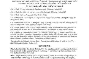 Quyết định 21/2017/QĐ-UBND ưu đãi người có công cách mạng kháng chiến Thừa Thiên Huế