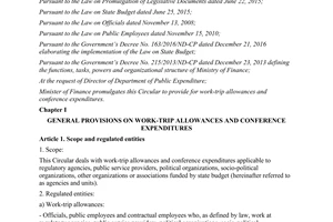 Circular 40/2017/TT-BTC on work trip allowances and conference expenditures