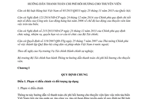 Thông tư 38/2017/TT-BTC hướng dẫn thanh toán chi phí hồi hương cho thuyền viên