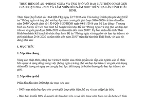 Kế hoạch 24/KH-UBND 2017 phòng ngừa ứng phó bạo lực trên cơ sở giới Thái Bình 2016 2020 2030
