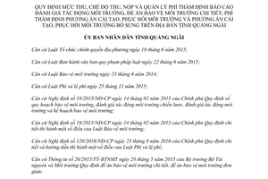 Quyết định 18/2017/QĐ-UBND mức thu phí thẩm định báo cáo tác động môi trường Quảng Ngãi