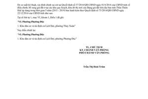 Công văn 1971/UBND-TC đính chính Quyết định 37/2016/QĐ-UBND Thừa Thiên Huế 2017