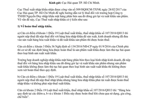 Công văn 1062/TXNK-CST về hoàn thuế nhập khẩu năm 2017