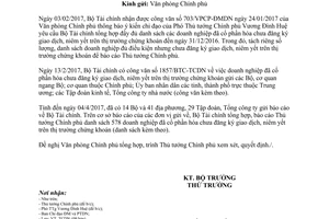 Công văn 4601/BTC-TCDN 2017 doanh nghiệp cổ phần hóa chưa đăng ký giao dịch chứng khoán