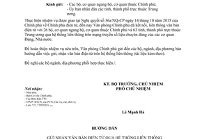 Công văn 4089/VPCP-TTĐT 2017 hướng dẫn quy trình gửi nhận văn bản điện tử