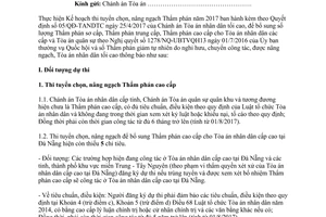 Công văn 309/TANDTC-TCCB 2017 dự thi tuyển chọn nâng ngạch Thẩm phán