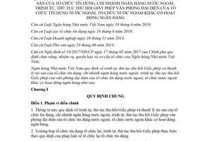 Thông tư 24/2017/TT-NHNN trình tự thủ tục thu hồi Giấy phép thanh lý tài sản của tổ chức tín dụng