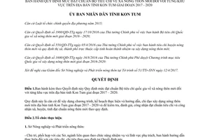 Quyết định 22/2017/QĐ-UBND quy định mức đạt chuẩn xã nông thôn Kon Tum