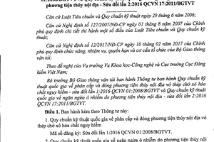 Thông tư 15/2017/TT-BGTVT quy chuẩn kỹ thuật phân cấp đóng phương tiện thủy nội địa vỏ thép