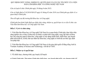 Nghị định 60/2017/NĐ-CP nhiệm vụ quyền hạn cơ cấu Viện Hàn lâm Khoa học và Công nghệ Việt Nam