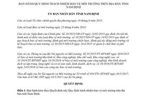 Quyết định 12/2017/QĐ-UBND trách nhiệm bảo vệ môi trường tỉnh Nam Định