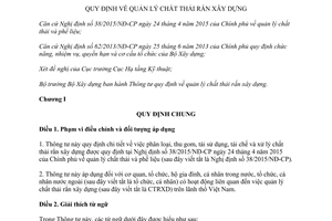 Thông tư 08/2017/TT-BXD hướng dẫn Nghị định 38/2015/NĐ-CP quản lý chất thải rắn xây dựng