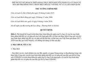 Quyết định 668/QĐ-TTg 2017 thực hiện khuyến nghị Ủy ban xóa bỏ phân biệt đối xử với phụ nữ