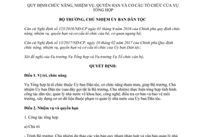 Quyết định 250/QĐ-UBDT 2017 chức năng nhiệm vụ quyền hạn cơ cấu tổ chức Vụ Tổng hợp