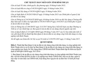 Quyết định 1278/QĐ-UBND 2017 Ban Quản lý dự án đầu tư xây dựng công trình dân dụng Bình Thuận