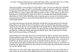 Chỉ thị 07/CT-UBND 2017 quản lý phá dỡ thu gom vận chuyển xử lý phế thải xây dựng Hà Nội