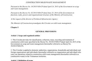 Circular 08/2017/TT-BXD construction solid waste management