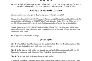 Quyết định 1047/QĐ-UBND 2017 công bố thủ tục sửa đổi thẩm quyền tổ chức công chứng Huế