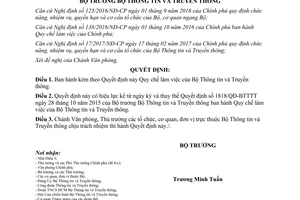 Quyết định 727/QĐ-BTTTT 2017 Quy chế làm việc