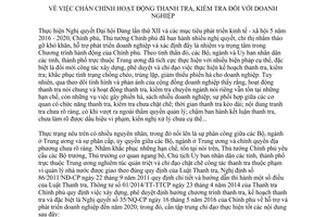 Chỉ thị 20/CT-TTg 2017 chấn chỉnh thanh tra kiểm tra doanh nghiệp