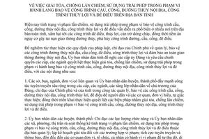 Chỉ thị 11/CT-UBND 2017 chống lấn chiếm sử dụng trái phép hành lang bảo vệ công trình Thái Bình