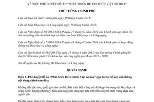 Quyết định 677/QĐ-TTg 2017 phê duyệt Đề án Phát triển Hệ tri thức Việt số hóa