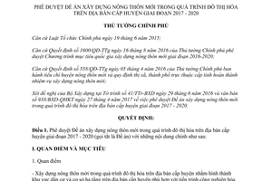 Quyết định 676/QĐ-TTg 2017 Đề án xây dựng nông thôn mới trong đô thị hóa cấp huyện 2017 2020